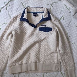 Patagonia Organic Cotton Quilt Snap-T® Pullover White and Blue